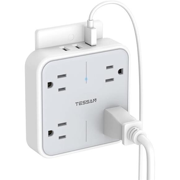 Multi Plug Outlet Extender with USB, TESSAN Surge Protector Splitter 3 USB Wall - Picture 7 of 7